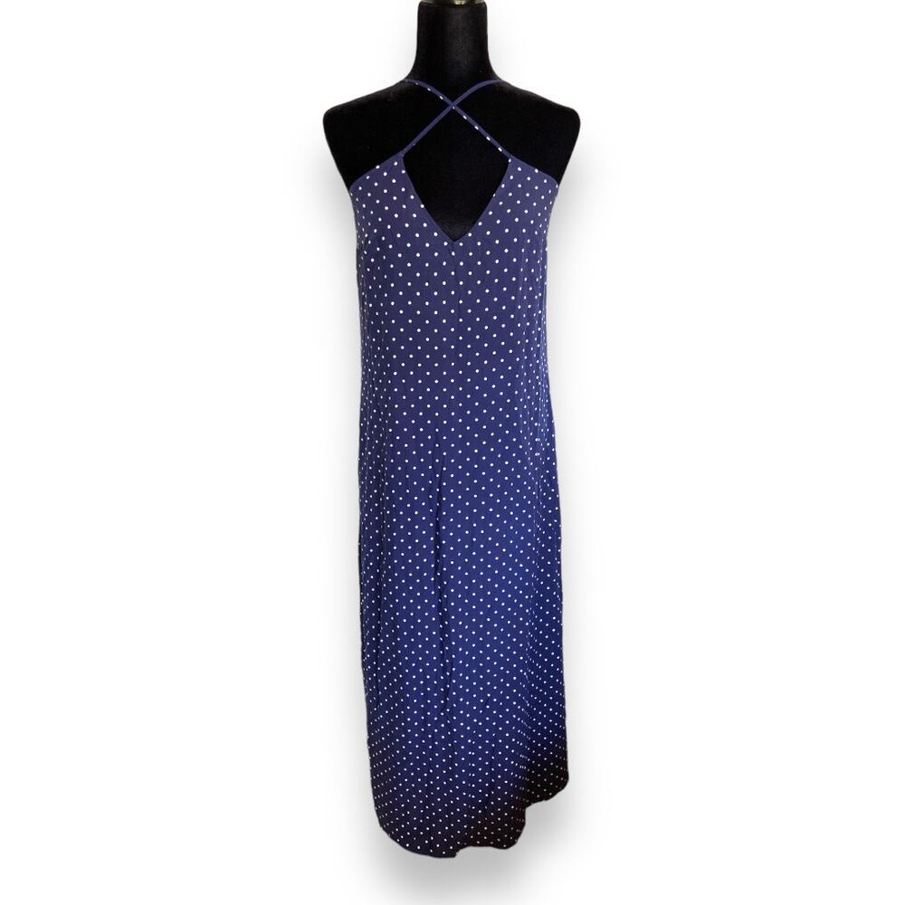 Old Navy Womens Dress Sz M Blue White Polka Dot Maxi Slip Dress NEW - Picture 2 of 7